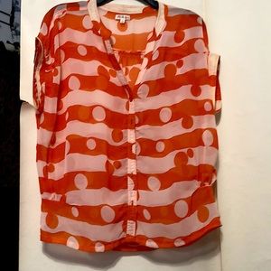 Orange crème polka dot blouse